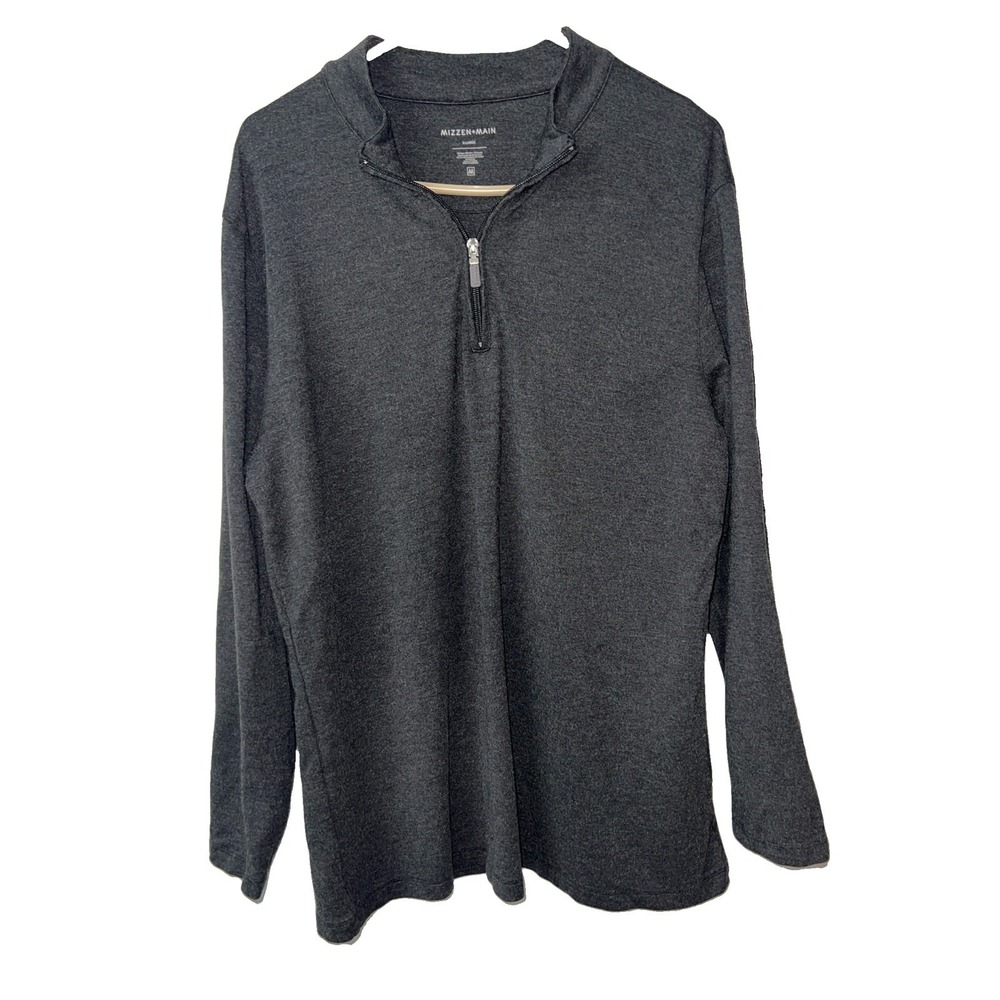Mizzen+Main Men's Charcoal Gray Quarter Zip Long Sleeve Pullover - XLarge